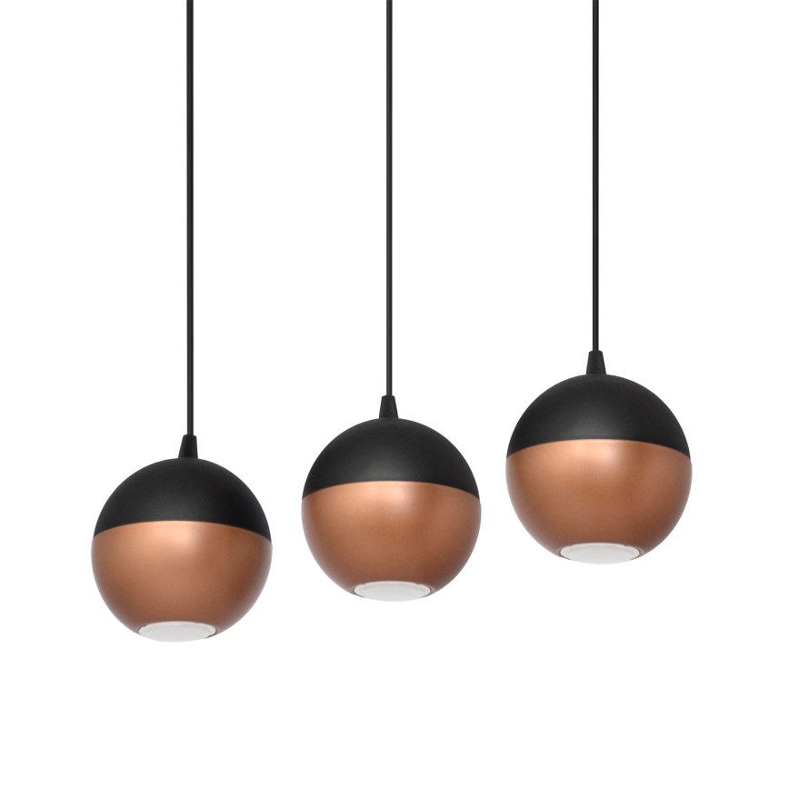 LED Hanglamp aan een koord MIDWAY 3xGU10/4,8W/230V zwart/koper