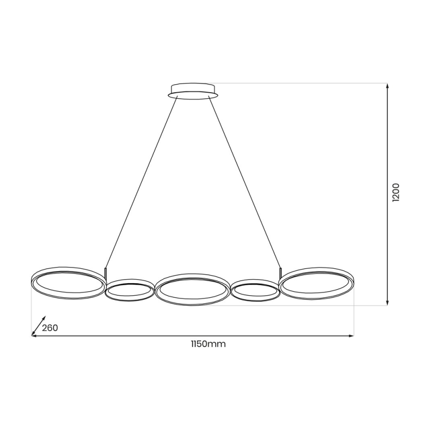 LED Hanglamp aan een koord OLYMPIA 5xLED/10W/230V grijs