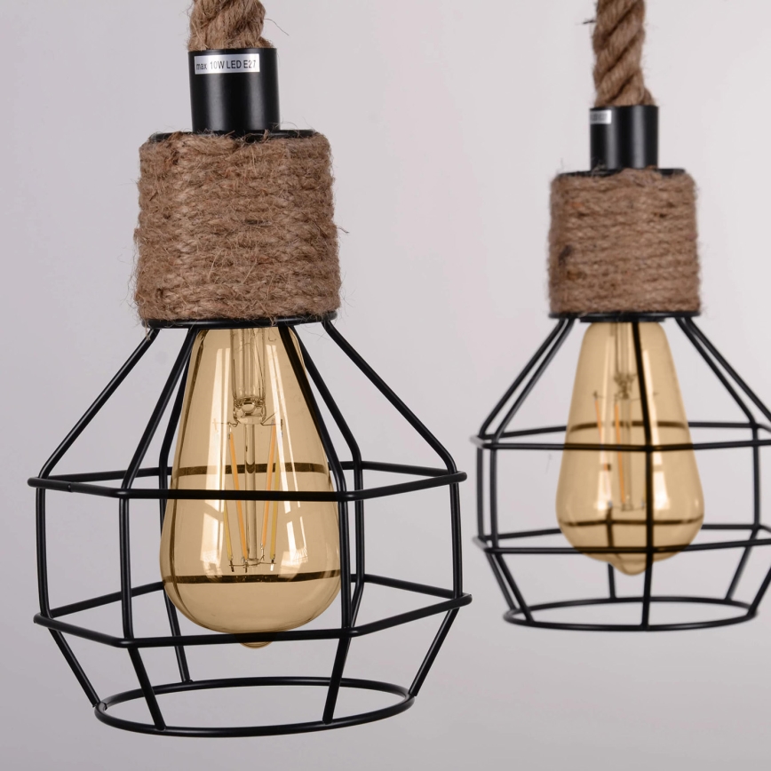 LED Hanglamp aan een koord ROPE ALEGRA 4xE27/10W/230V