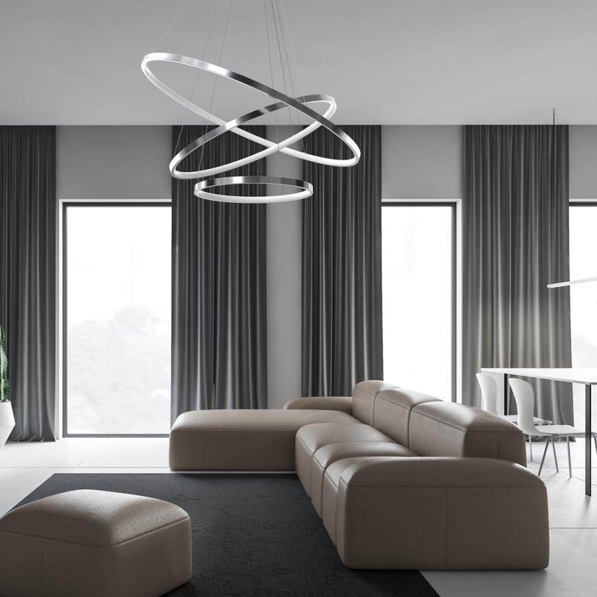 LED Hanglamp aan een koord ROTONDA LED/93W/230V glanzend chroom