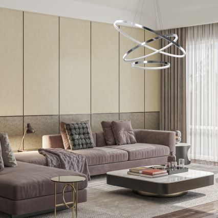 LED Hanglamp aan een koord ROTONDA LED/93W/230V glanzend chroom