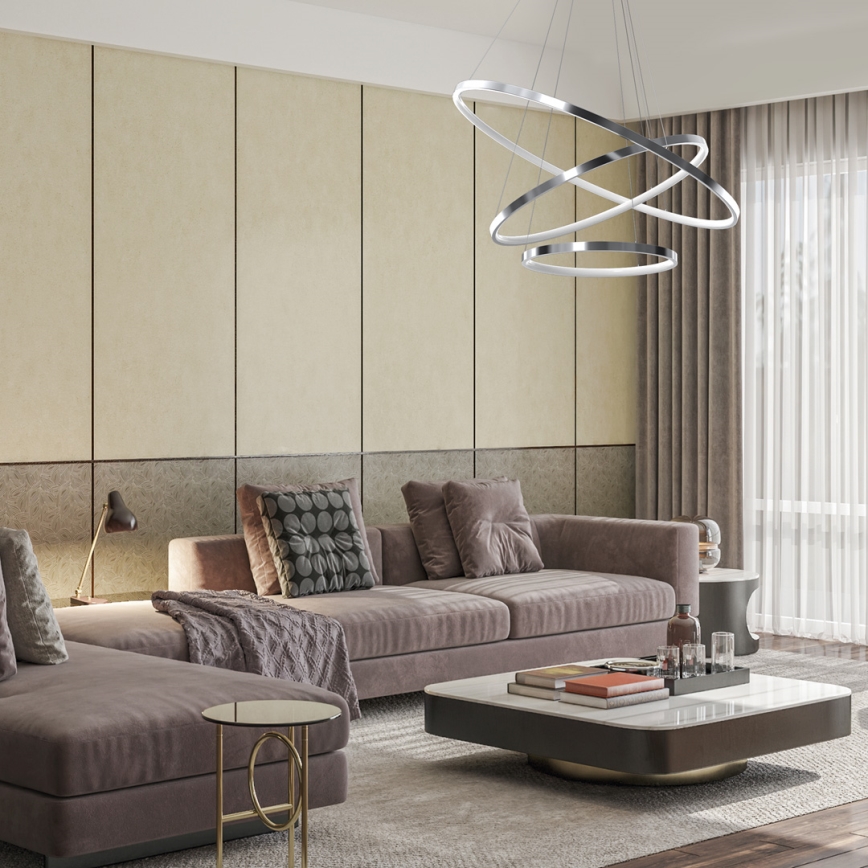 LED Hanglamp aan een koord ROTONDA LED/93W/230V glanzend chroom