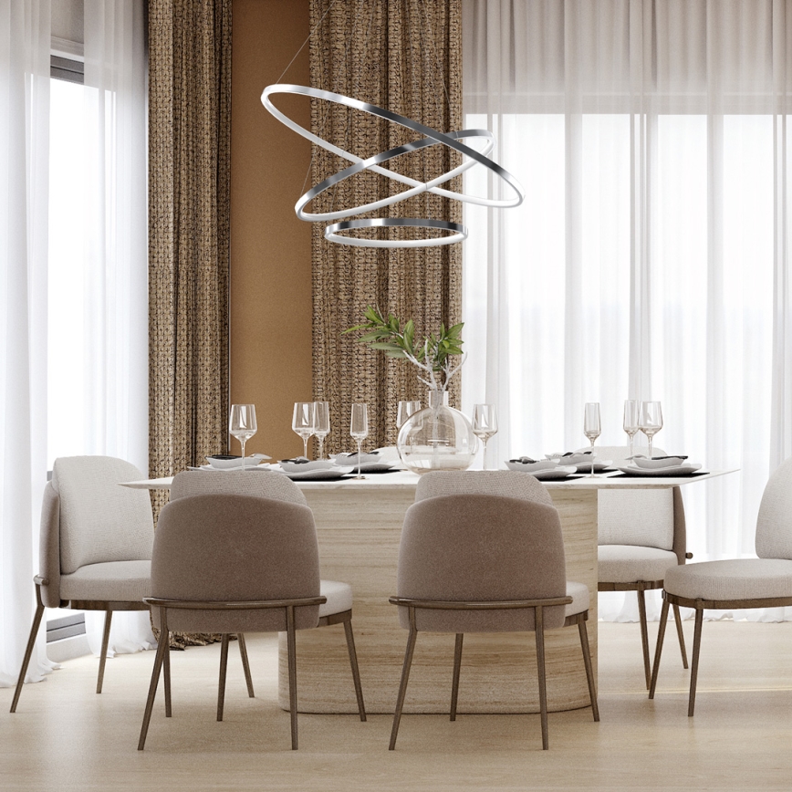 LED Hanglamp aan een koord ROTONDA LED/93W/230V glanzend chroom