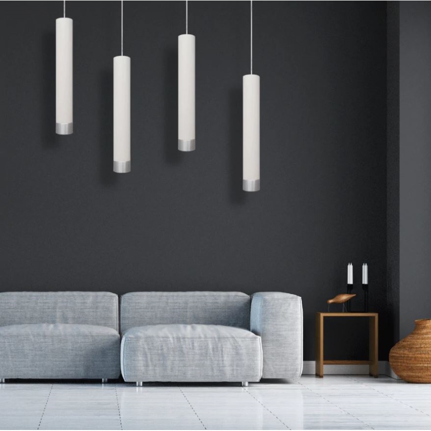 LED Hanglamp aan een koord TUBA 1xGU10/4,8W/230V wit/mat chroom