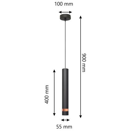 LED Hanglamp aan een koord TUBA 1xGU10/4,8W/230V zwart/koper