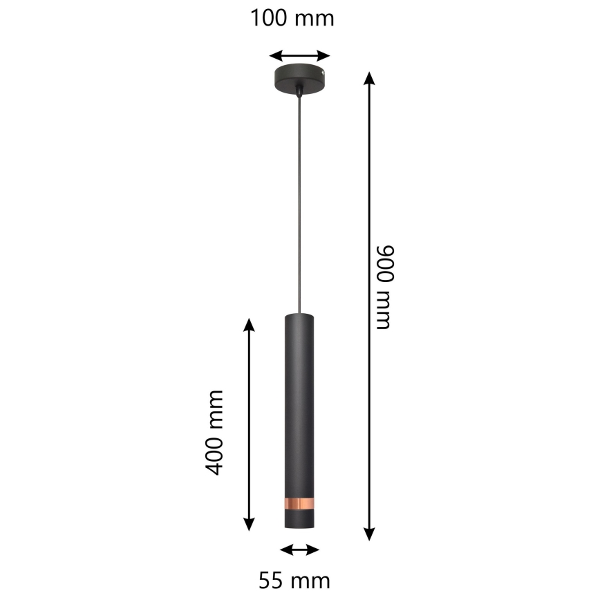 LED Hanglamp aan een koord TUBA 1xGU10/4,8W/230V zwart/koper