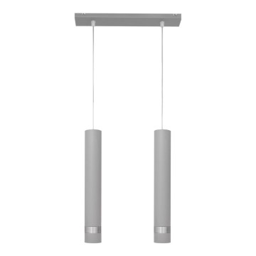 LED Hanglamp aan een koord TUBA 2xGU10/4,8W/230V grijs/mat chroom