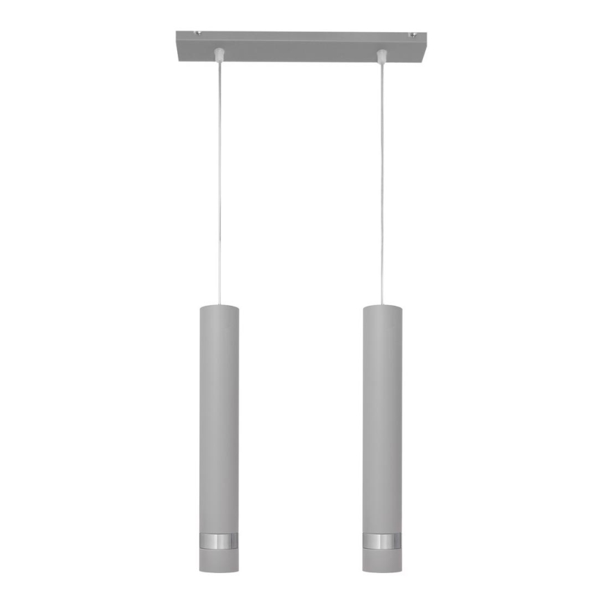 LED Hanglamp aan een koord TUBA 2xGU10/4,8W/230V grijs/mat chroom