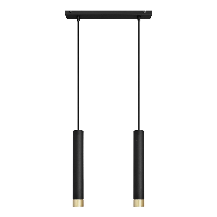LED Hanglamp aan een koord TUBA 2xGU10/4,8W/230V zwart/goud