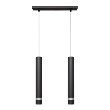 LED Hanglamp aan een koord TUBA 2xGU10/4,8W/230V zwart/mat chroom