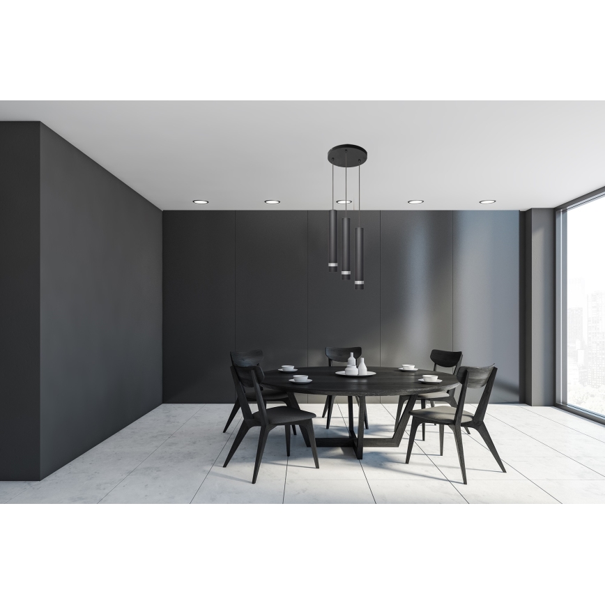 LED Hanglamp aan een koord TUBA 3xGU10/4,8W/230V zwart/glanzend chroom