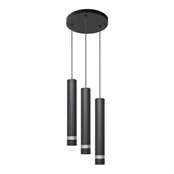 LED Hanglamp aan een koord TUBA 3xGU10/4,8W/230V zwart/glanzend chroom