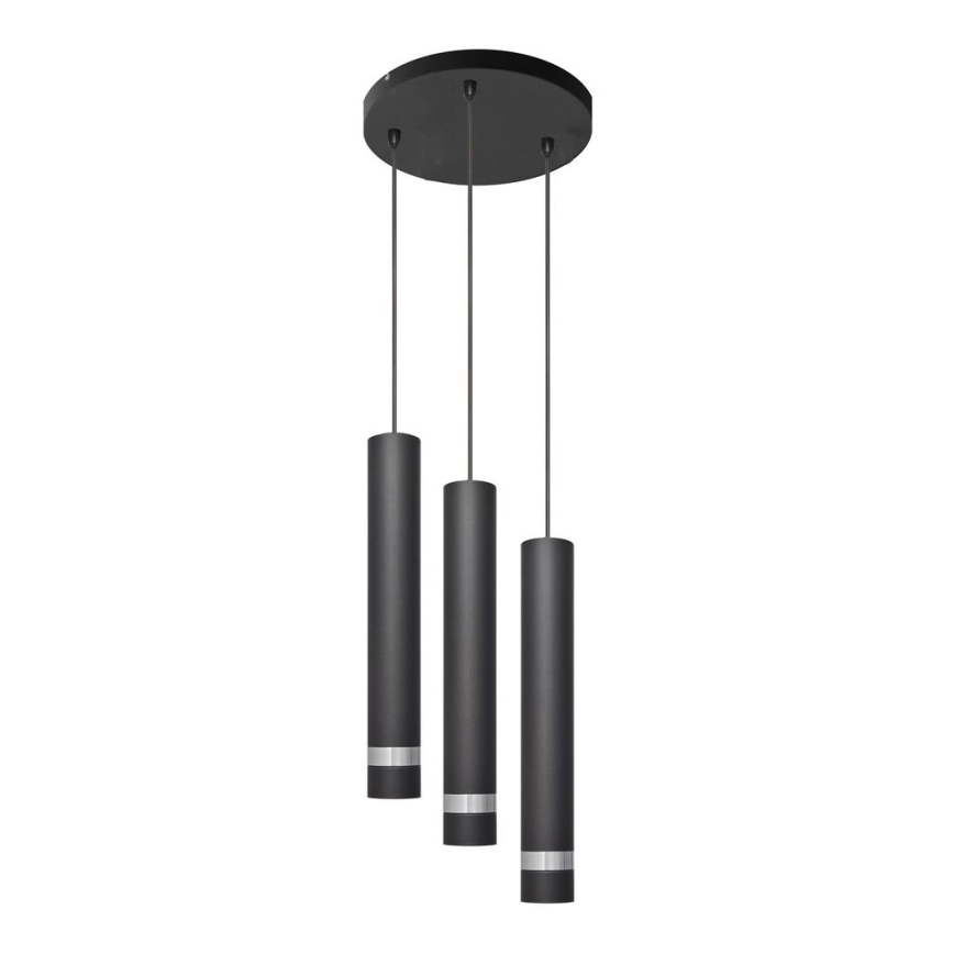 LED Hanglamp aan een koord TUBA 3xGU10/4,8W/230V zwart/glanzend chroom