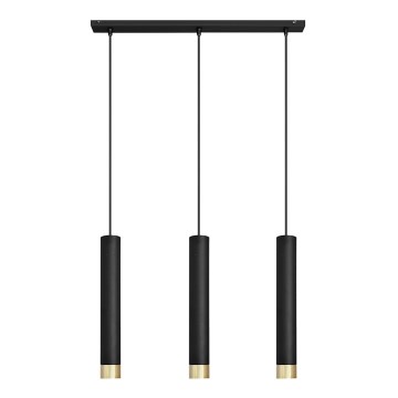 LED Hanglamp aan een koord TUBA 3xGU10/4,8W/230V zwart/goud
