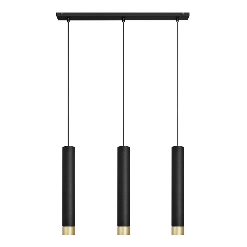 LED Hanglamp aan een koord TUBA 3xGU10/4,8W/230V zwart/goud