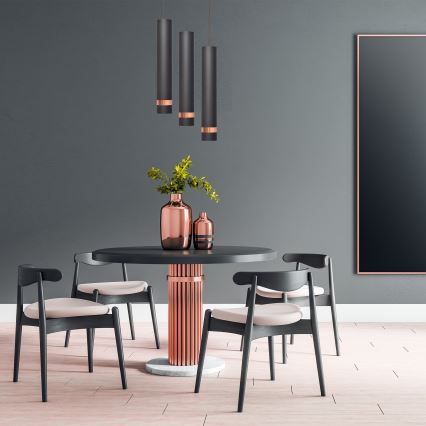 LED Hanglamp aan een koord TUBA 3xGU10/4,8W/230V zwart/koper