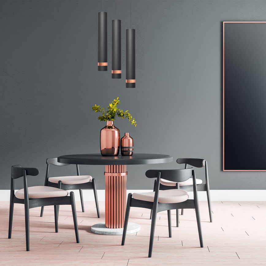 LED Hanglamp aan een koord TUBA 3xGU10/4,8W/230V zwart/koper