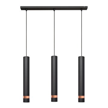 LED Hanglamp aan een koord TUBA 3xGU10/4,8W/230V zwart/koper