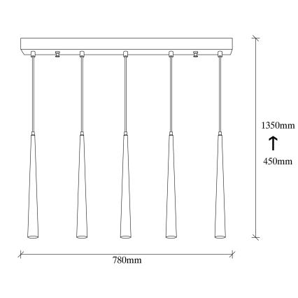 LED Hanglamp aan een koord UGUR 5xLED/3W/230V