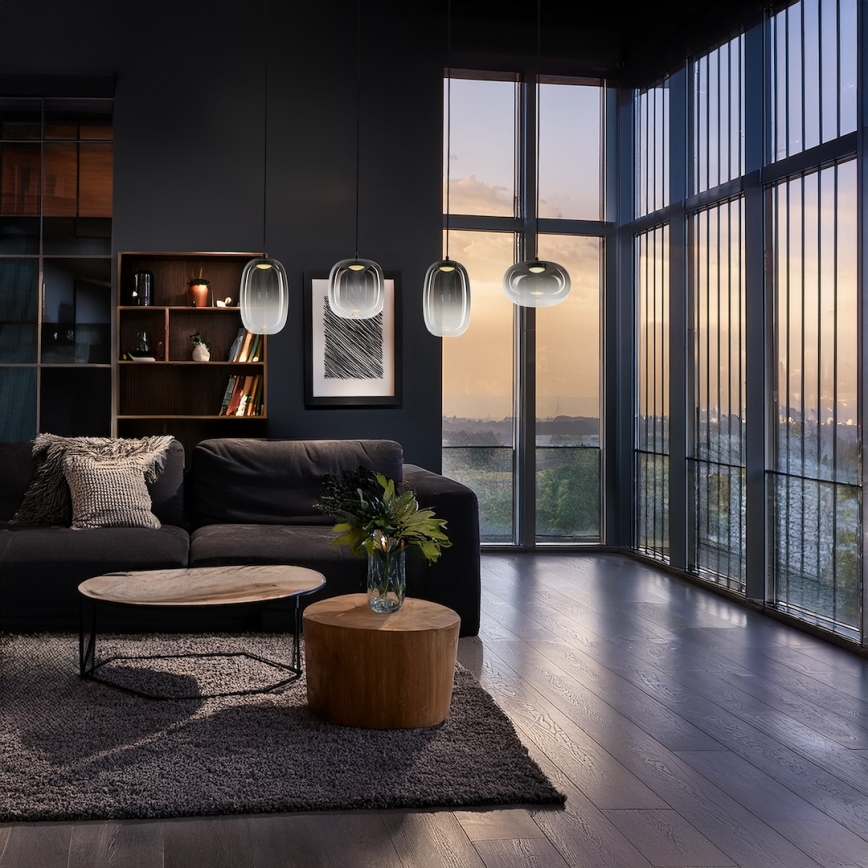 LED Hanglamp aan een koord VASO LED/15W/230V zwart/gerookt