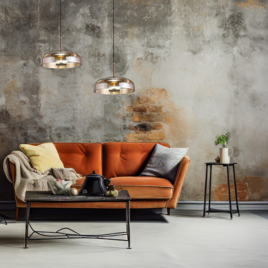 LED Hanglamp aan een koord VETRO LED/6W/230V diameter 23 cm beige/zwart