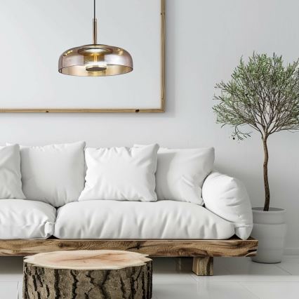 LED Hanglamp aan een koord VETRO LED/6W/230V diameter 23 cm beige/zwart