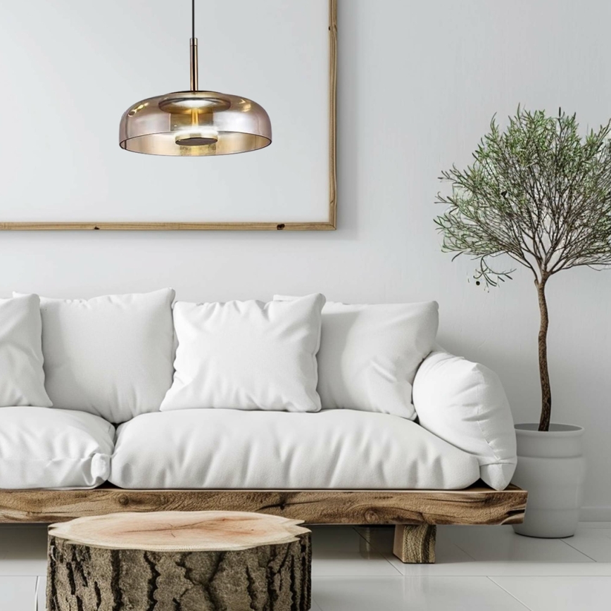 LED Hanglamp aan een koord VETRO LED/6W/230V diameter 23 cm beige/zwart