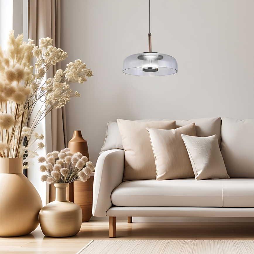 LED Hanglamp aan een koord VETRO LED/6W/230V diameter 23 cm grijs/zwart
