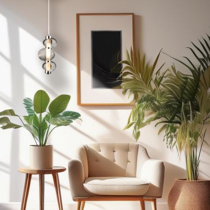 LED-hanglamp aan kabel BOLLA LED/12W/230V Ø 16 cm glanzend chroom/rookgrijs