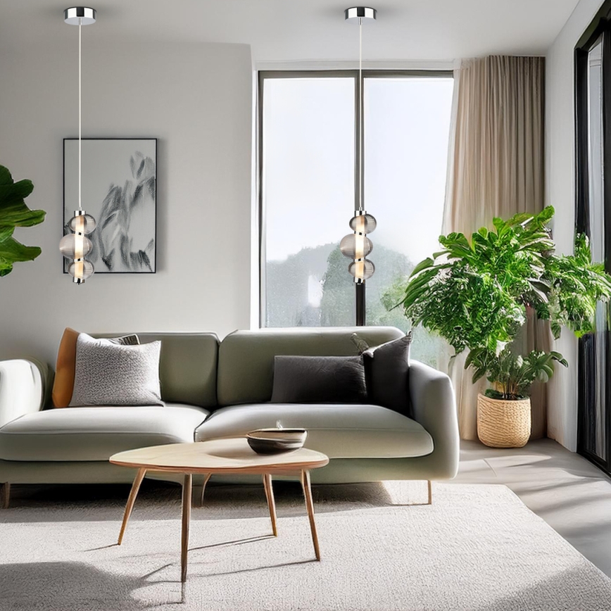 LED-hanglamp aan kabel BOLLA LED/12W/230V Ø 16 cm glanzend chroom/rookgrijs