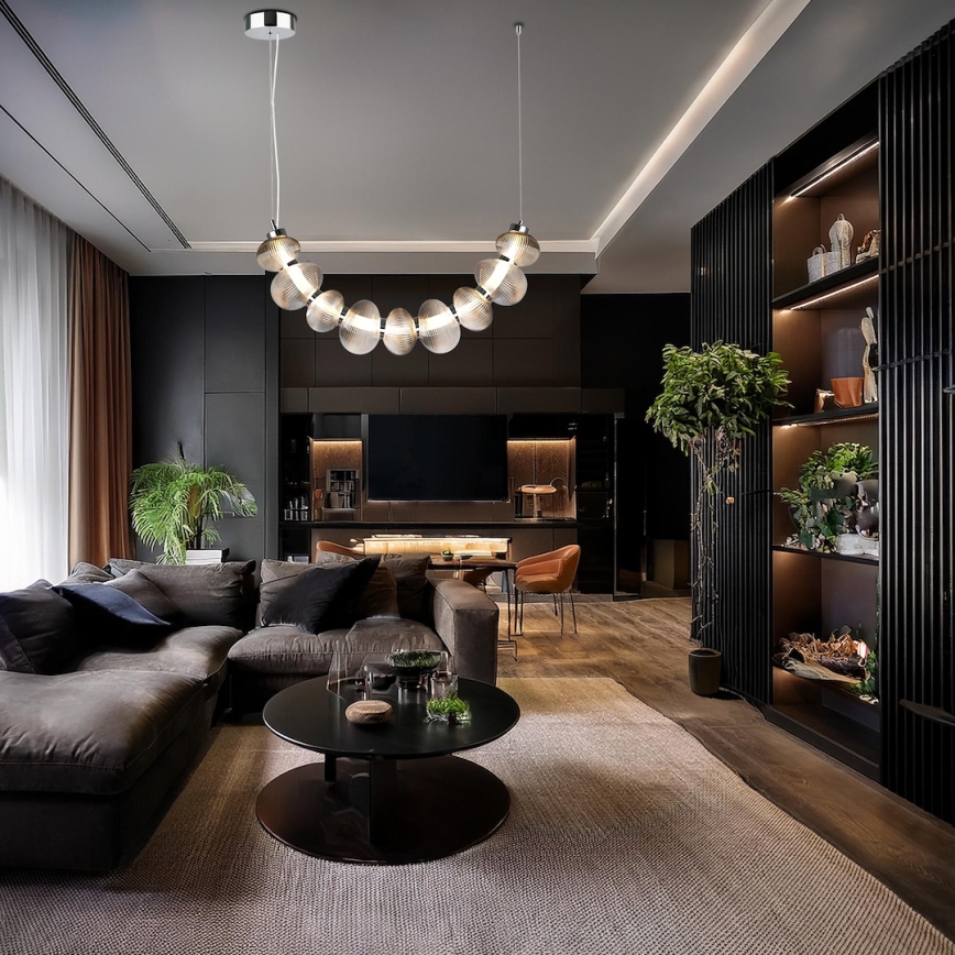 LED-hanglamp aan kabel BOLLA LED/36W/230V glanzend chroom/rookgrijs