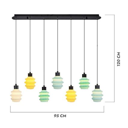 LED-hanglamp aan kabel CACTUS 7xLED/2,8W/230V 3000K groen/geel/wit