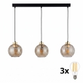 LED-hanglamp aan kabel DEVI 3xE27/15W/230V zwart/rookbeige