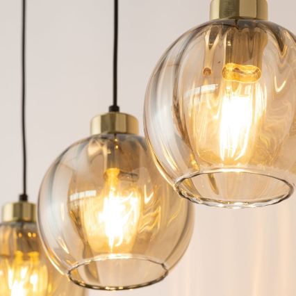 LED-hanglamp aan kabel DEVI 3xE27/15W/230V zwart/rookbeige