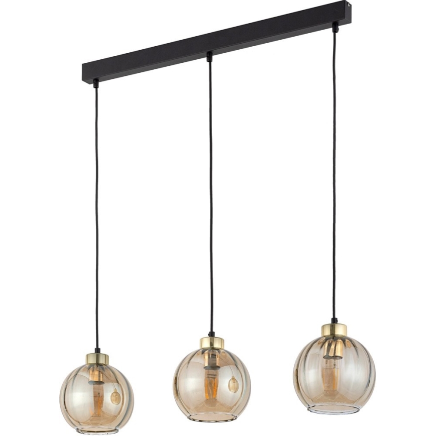 LED-hanglamp aan kabel DEVI 3xE27/15W/230V zwart/rookbeige