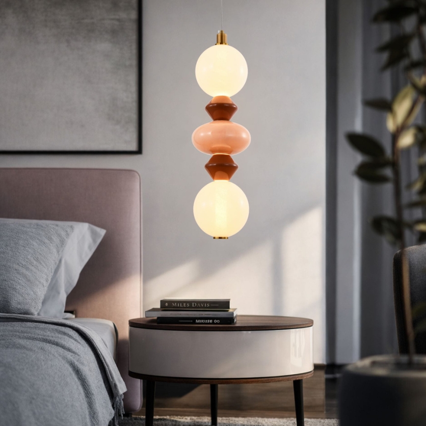 LED-hanglamp aan kabel FLORES LED/15W/230V goud/oranje/bruin