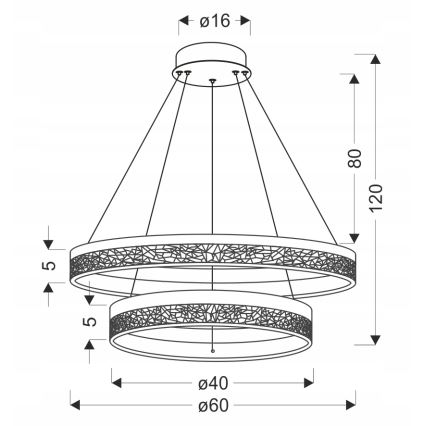 LED-hanglamp aan kabel FROZI LED/38W/230V Ø 60 cm zwart
