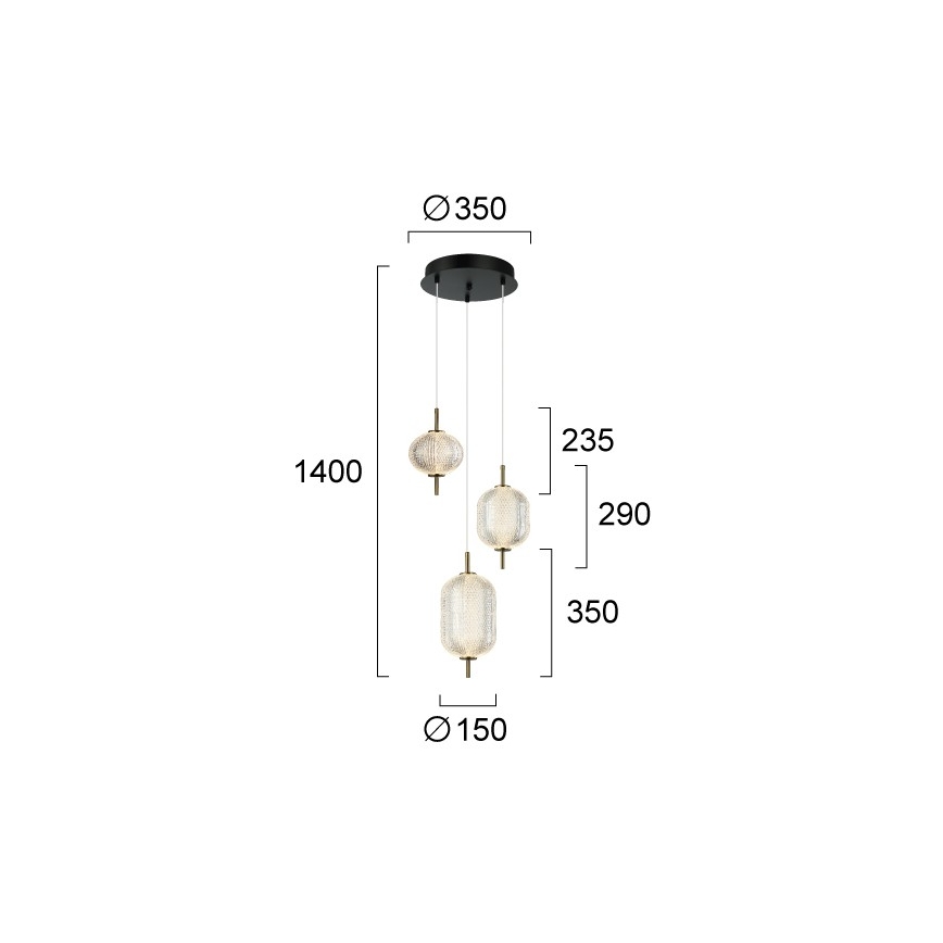 LED-hanglamp aan kabel PELLUCID LED/20W/230V brons/zwart