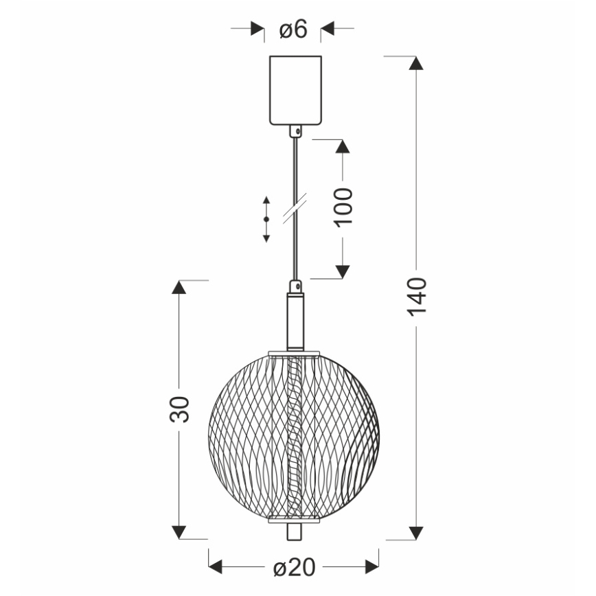 LED-hanglamp aan kabel PUMA LED/10W/230V Ø 20 cm zwart
