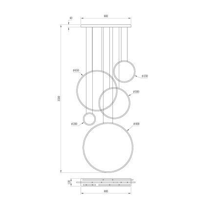 LED-hanglamp aan kabel SATURNO LED/100W/230V zwart