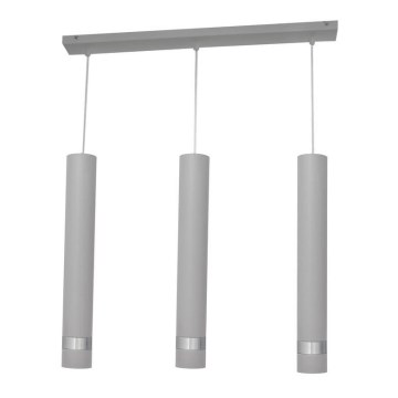 LED Hanglamp aan kabel TUBA 3xGU10/4,8W/230V grijs/glanzend chroom