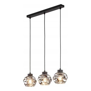 LED-hanglamp aan kabel ZULIA 3xE27/15W/230V zwart/rookzwart