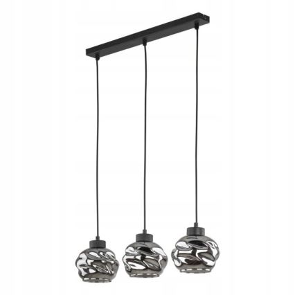 LED-hanglamp aan kabel ZULIA 3xE27/15W/230V zwart/rookzwart