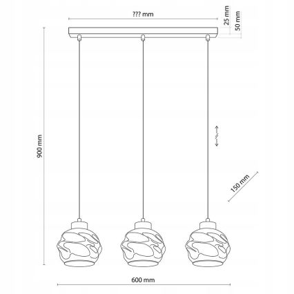 LED-hanglamp aan kabel ZULIA 3xE27/15W/230V zwart/rookzwart