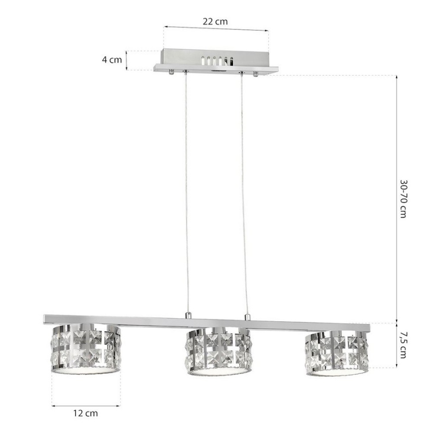 LED Hanglamp aan koord ALEX 3xLED/15W/230V