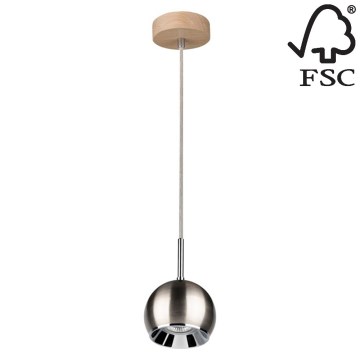 LED Hanglamp aan koord BALL WOOD 1xGU10/5W/230V mat eiken - FSC-gecertificeerd