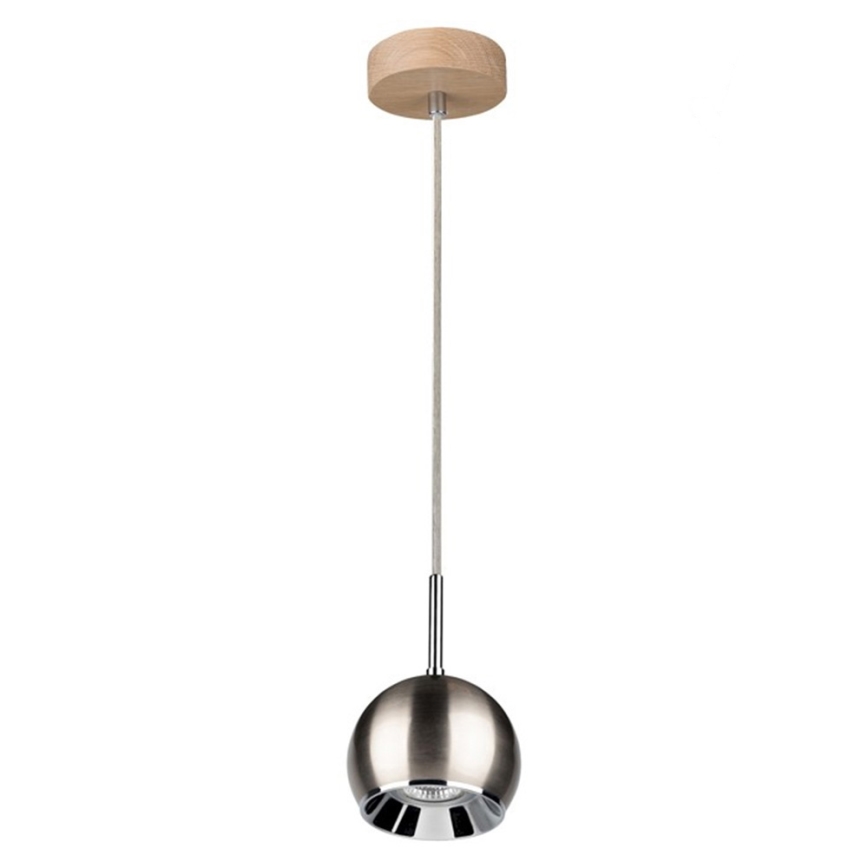 LED Hanglamp aan koord BALL WOOD 1xGU10/5W/230V mat eiken - FSC-gecertificeerd