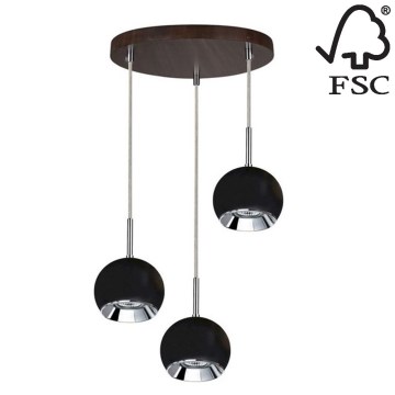 LED Hanglamp aan koord BALL WOOD 3xGU10/5W/230V - FSC-gecertificeerd