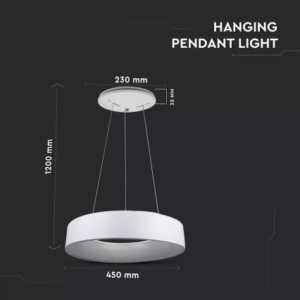 LED Hanglamp aan koord dimbaar 1xLED/20W/230V