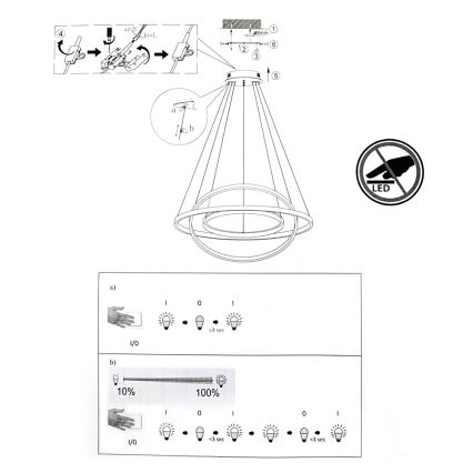 Leuchten Direkt 11526-55 - LED Hanglamp aan koord dimbaar CIRCLE 1xLED/13,5W/230V + LED/19,5W + LED/24W